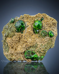 Interesting Green Demantoid Garnet Crystals Perched on Matrix