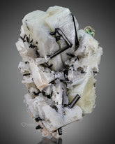 Black Tourmaline green Fluorite On Feldspar from Skardu, Pakistan