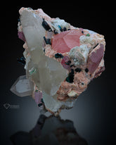 Combination of Morganite with Tourmaline and Kunzite on Quartz from Afghanistan