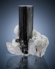 Black Tourmaline with Albite On Quartz from Pakistan