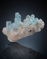 Aquamarine Crystals Perched On feldspar Matrix