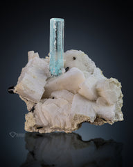Aquamarine Crystal Perched On feldspar Matrix