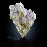 Green Tourmaline with Albite and lepidolite.