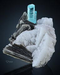 Aquamarine Crystal with Muscovite On Feldspar Matrix from Pakistan