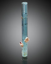 Transparent Aquamarine crystal combine with Garnet and Feldspar