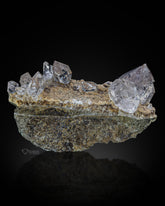 Diamond Quartz cluster perched on Calcite matrix