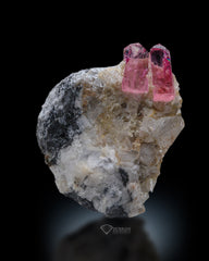 Interesting Pink Colour Topaz Crystals Perched On Matrix