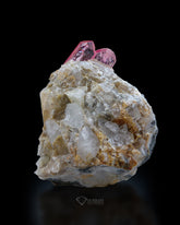 Interesting Pink Colour Topaz Crystals Perched On Matrix