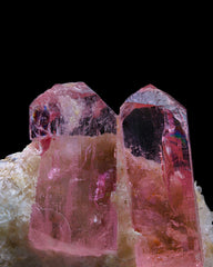 Interesting Pink Colour Topaz Crystals Perched On Matrix