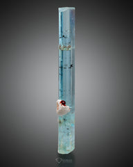 Transparent Aquamarine crystal combine with Garnet and Feldspar
