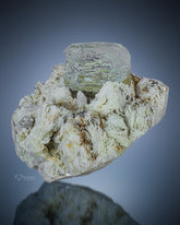 Etched Aquamarine Crystal Perched On Cleavelandite Matrix