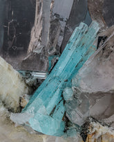 Museum Quality Aquamarine with Quartz Cluster On Feldspar