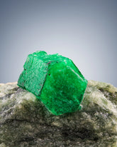 Beautiful Green Emerald Crystal Perched on Calcite matrix