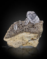 Beautiful Terminated Diamond Quartz crystals perched on Calcite matrix