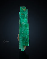 Double Terminated Dark Green Emerald Crystal with Calcite from Afghanistan