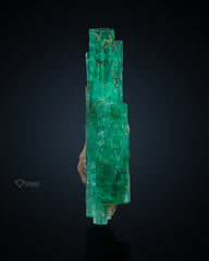 Double Terminated Dark Green Emerald Crystal with Calcite from Afghanistan