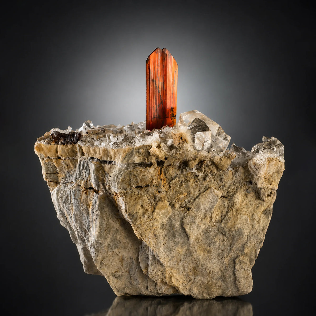 Natural Brookite on Quartz Matrix (256g) - Kharan, Balochistan, Pakistan