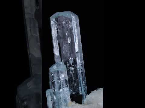 Diamond Cut Terminated Aquamarine with Schorl on Feldspar
