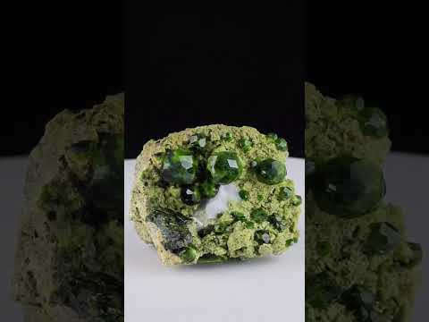 Gorgeous Green Garnet Bunch on Matrix