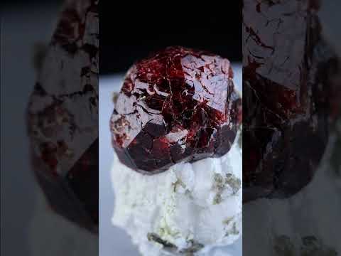 Spessertine Garnet Crystal Perched On Feldspar Matrix