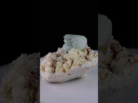 Etched Aquamarine Crystal Perched On Cleavelandite Matrix