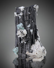 Black Tourmaline with Albite and Fluorite