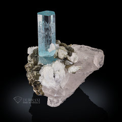 Clear Aquamarine crystal combine with Albite Quartz And Mica.