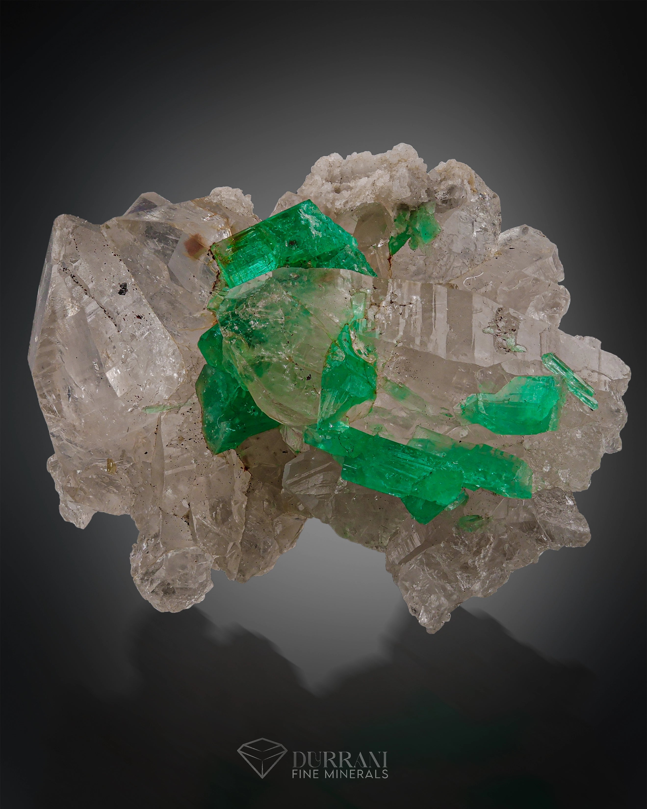 7 Pieces Batch Of Beautiful Emerald Crystals Perched on Quartz