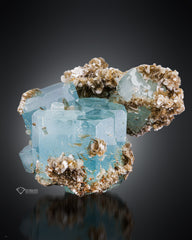 Beautiful Gemmy Aquamarine crystals with Muscovite