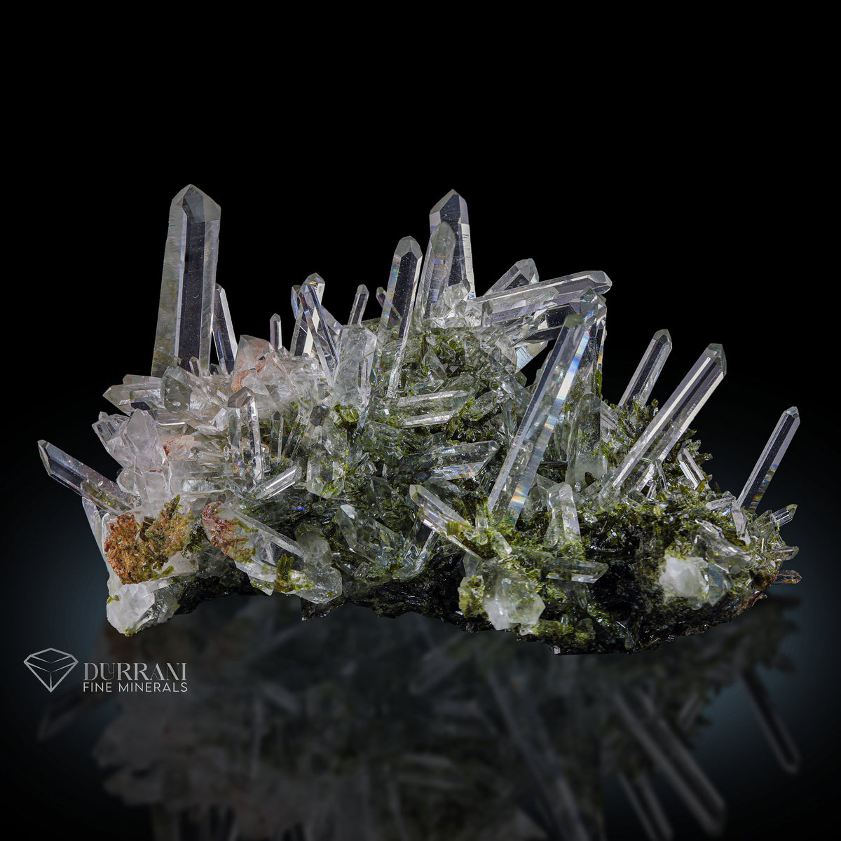 Clear Quartz bunch on Epidote