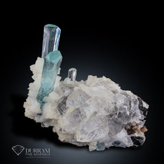 Impressive two crystals of Aquamarine perched on Matrix.