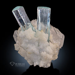 Impressive two crystals of Aquamarine perched on Matrix.