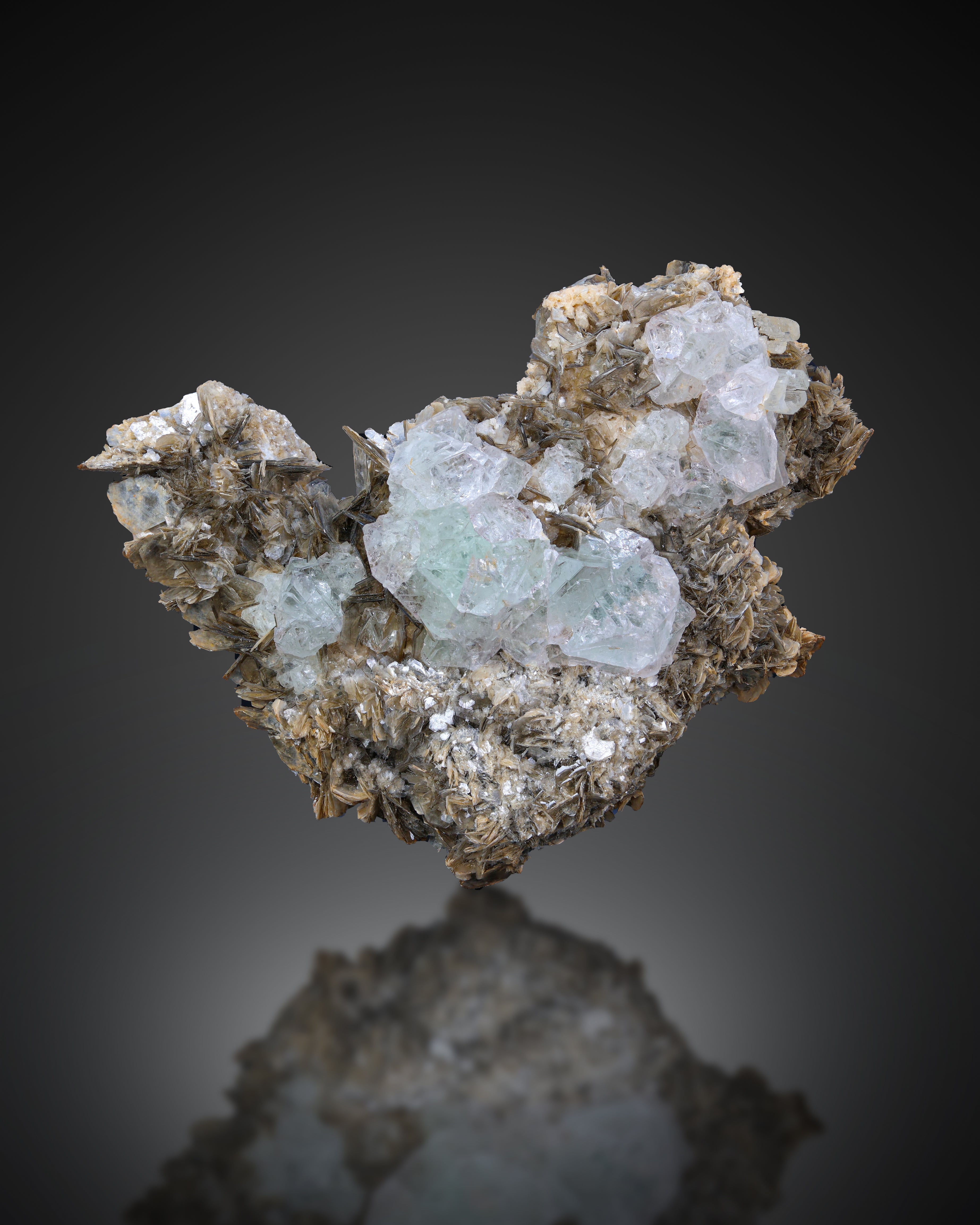 Bicolor Fluorite Crystal On Mica