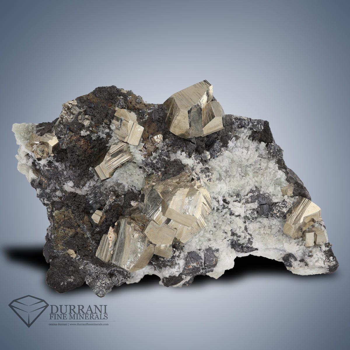 Interesting pyrite crystals perched on matrix from Bulgharia.