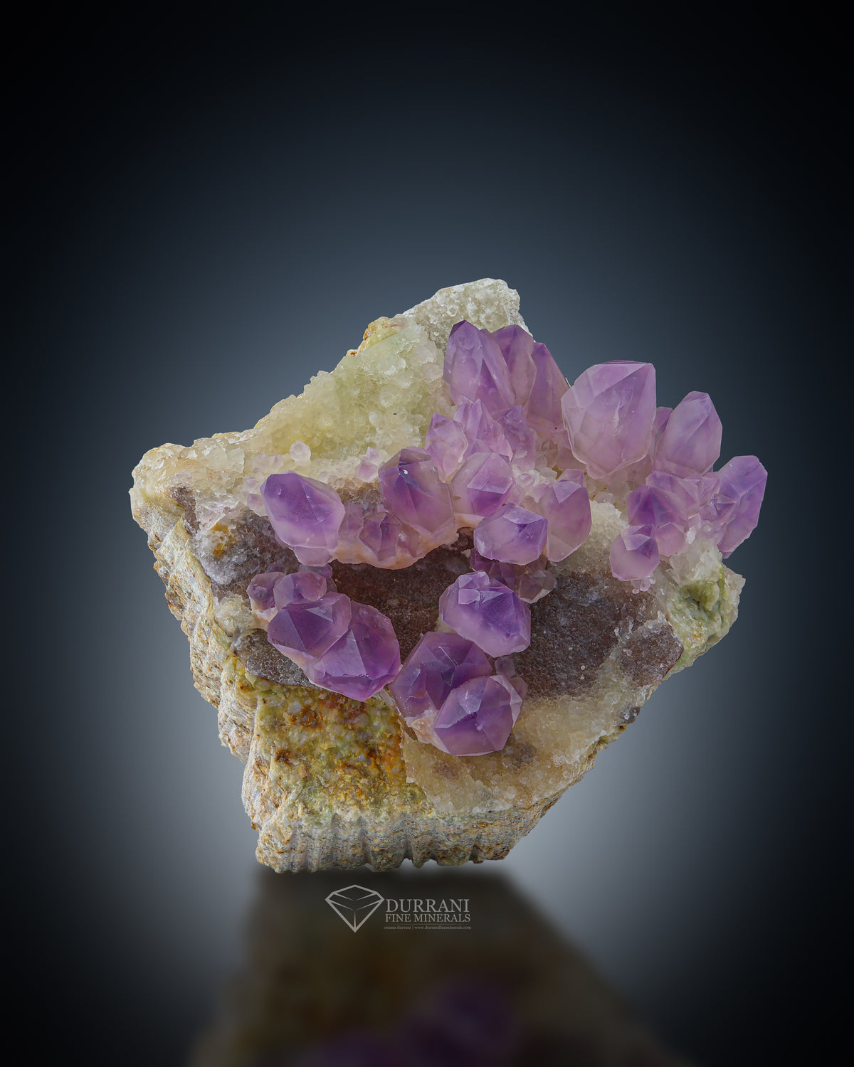 Amethyst Cluster On Calcite Matrix