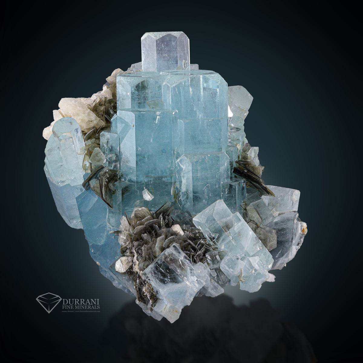 Fabulous Aquamarine cluster with Muscovite mica .