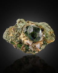 Green Demantoid Garnet on Matrix