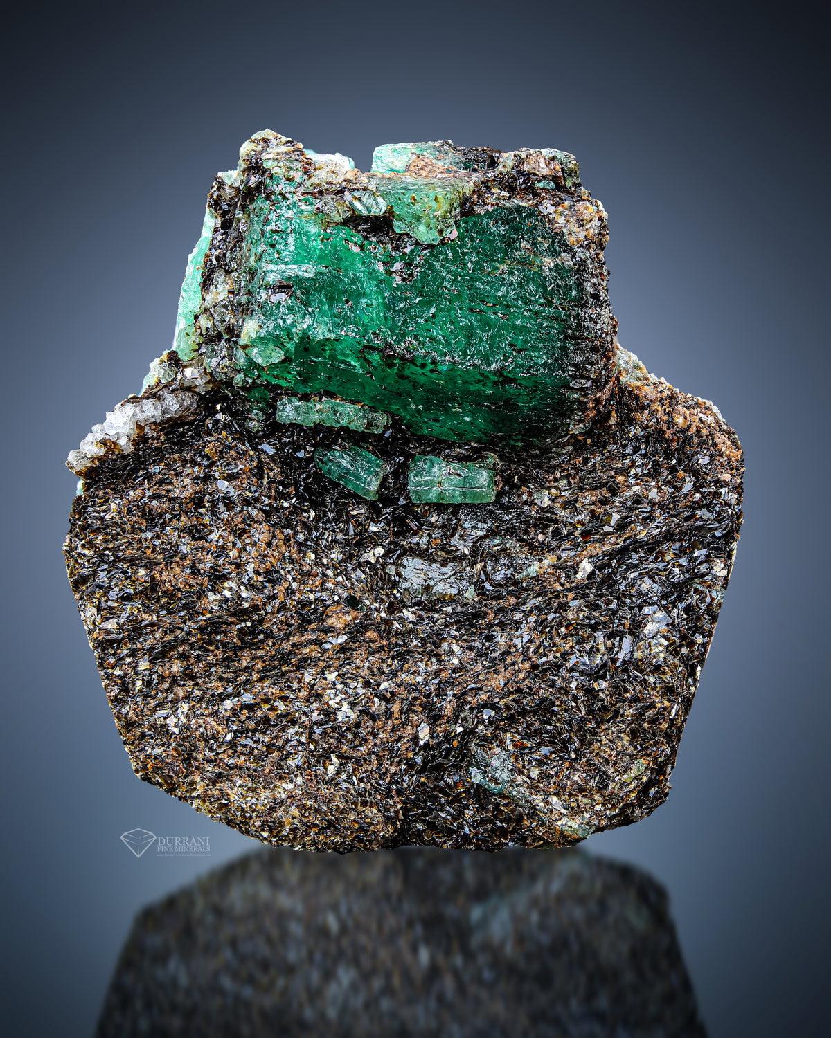 Emerald Crystal Perched on Matrix from Gilgit-Baltistan, Pakistan