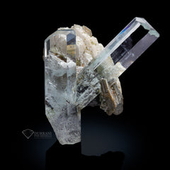 Beautiful intergrown Aquamarine crystals with Muscovite mica and Albite.