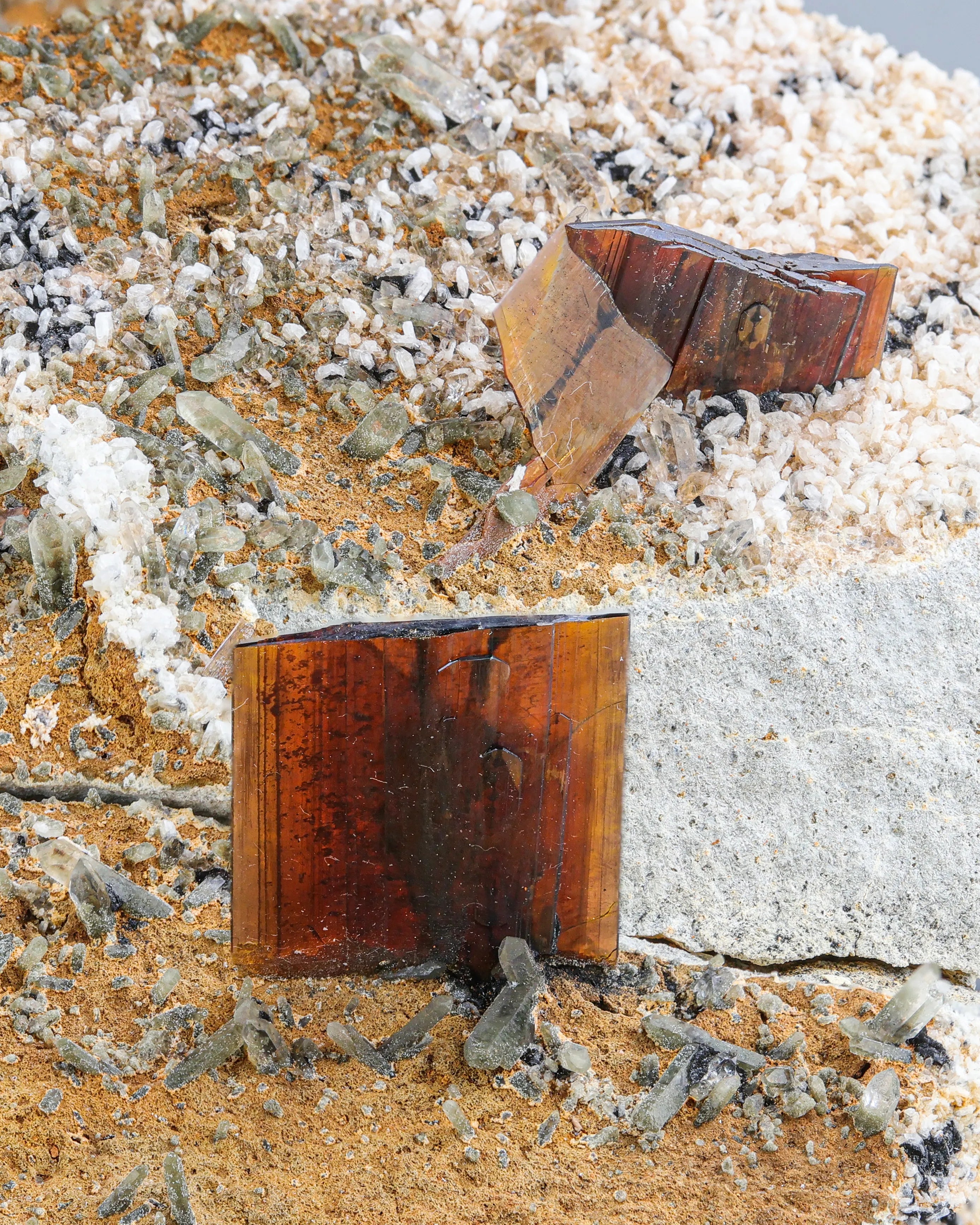 Beautiful Transparent Brookite Crystals perched on Matrix