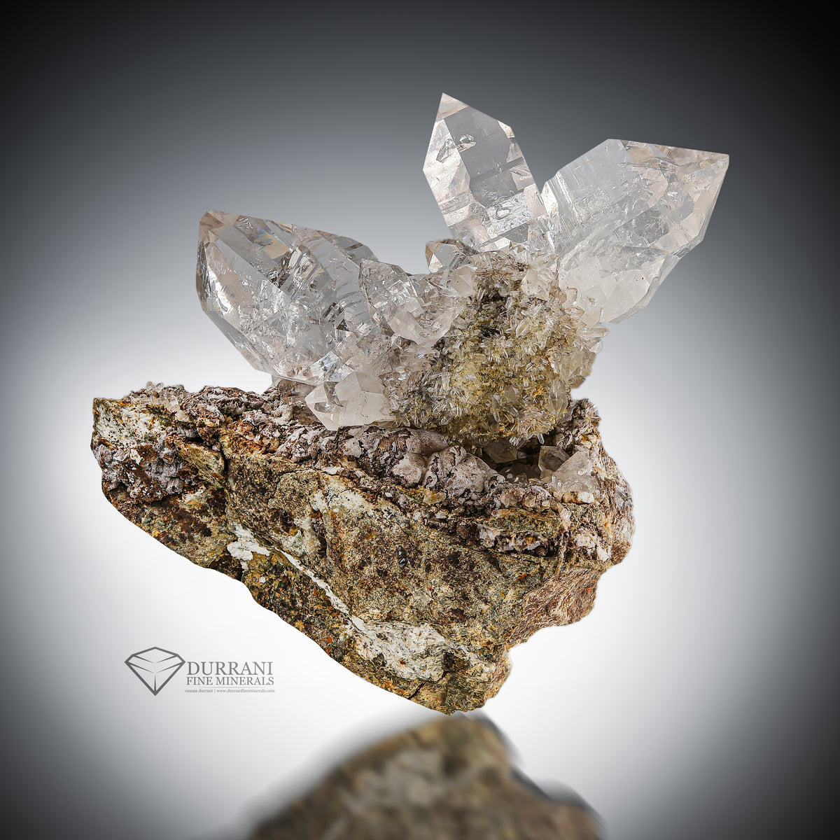 Terminated Diamond Quartz Crystals Perched On Matrix.