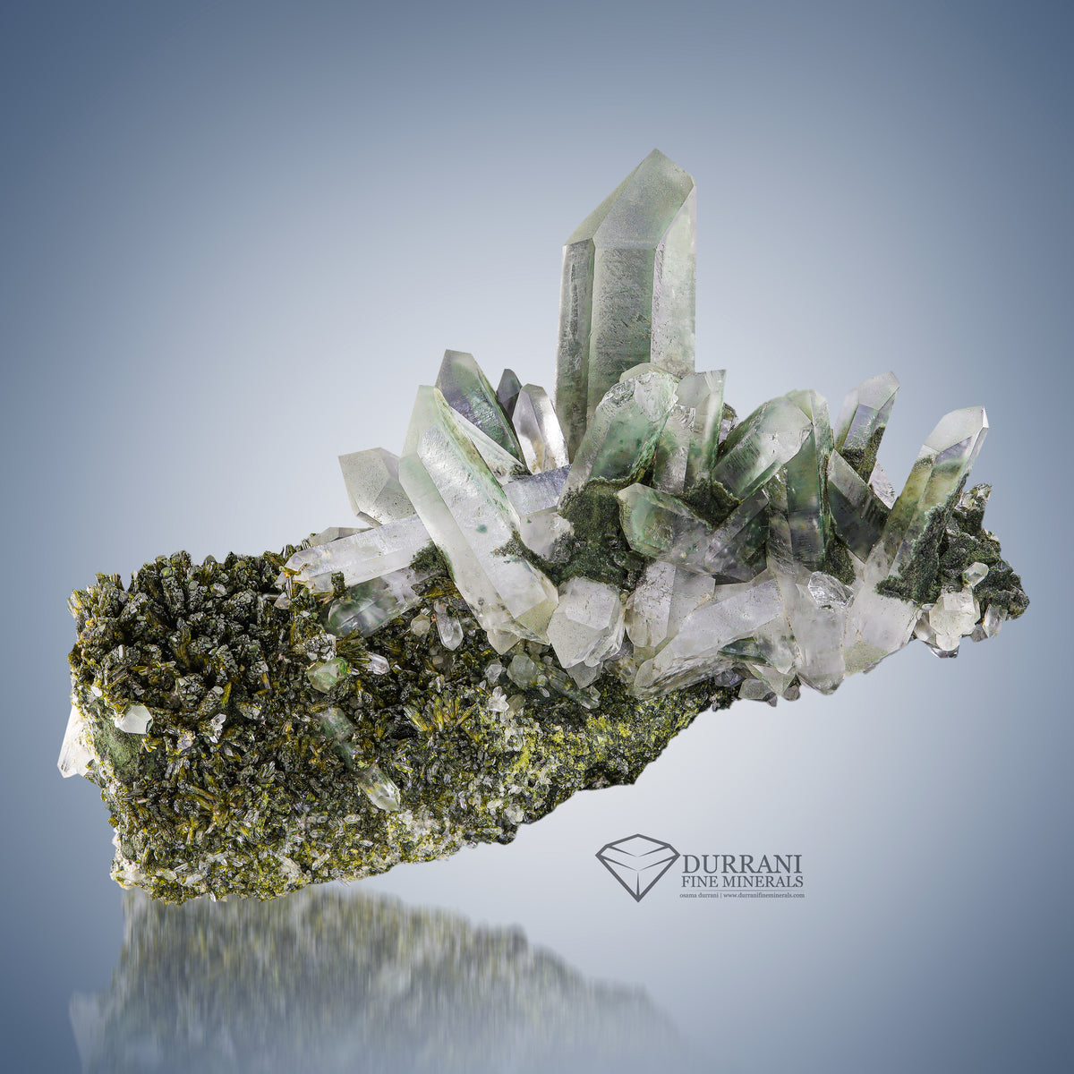 Chlorite Quartz Cluster On Epidote Matrix