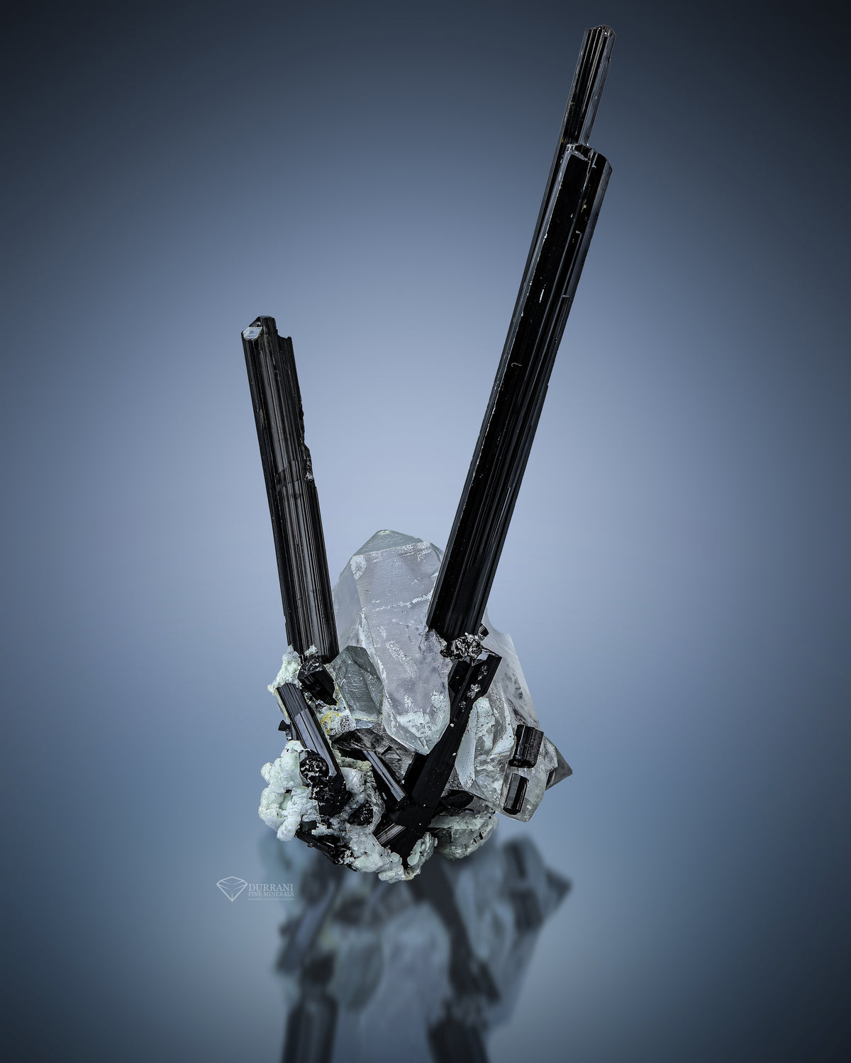 Black Tourmaline on Quartz .