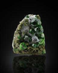 Interesting Green Demantoid Garnet Crystals Perched on Matrix