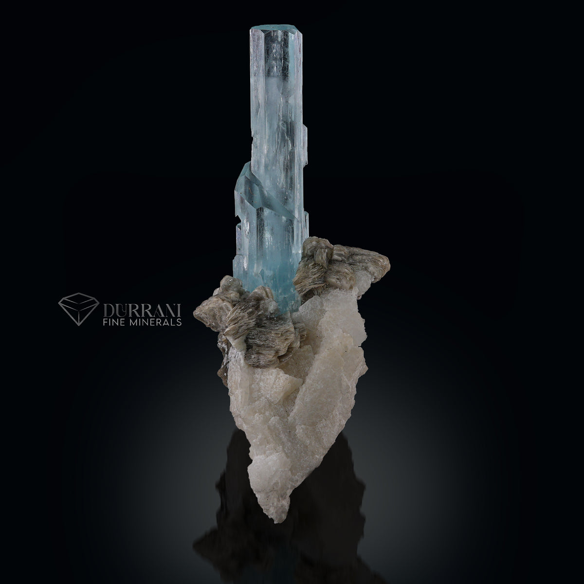 Terminated etched Aquamarine with Muscovite and feldspar