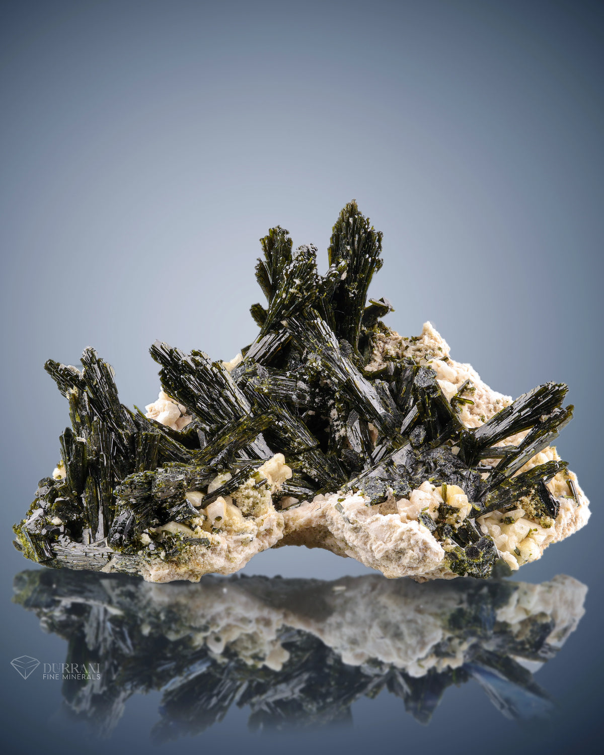 Forest Green Color Epidote Cluster On Feldspar Matrix