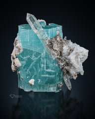 Double Terminated Aquamarine with Quartz from  Skardu, Pakistan.