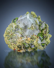 Green Demantoid Garnet Crystals Perched on Matrix