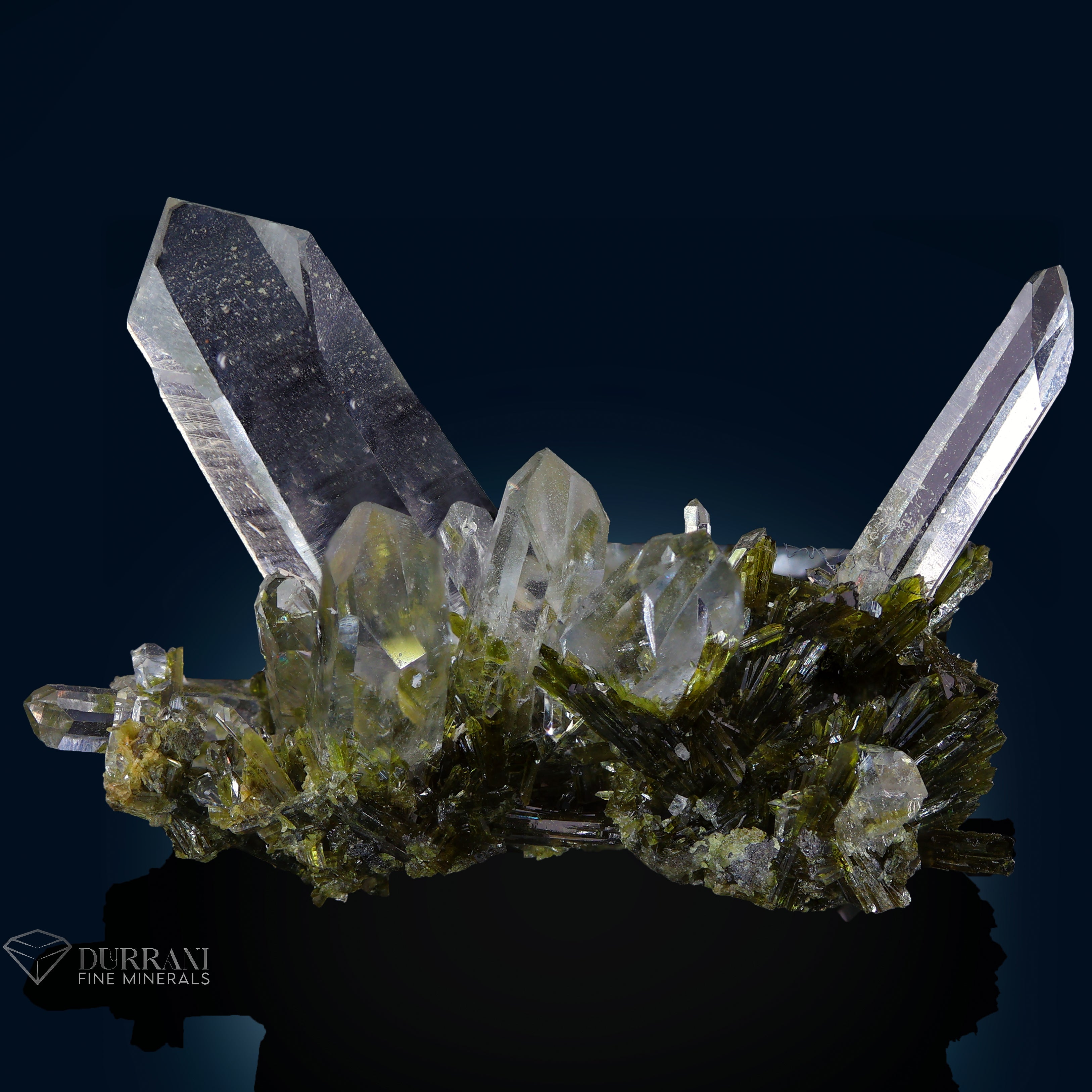 Clear Quartz bunch on Epidote