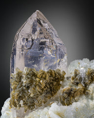 Interesting clear Quartz crystal combine with Mica perched on Albite matrix